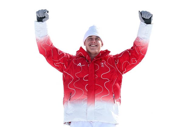 Franjo von Allmen (SUI) happiness after winning the gold medal during the Olympic Winter games, Winterspiele,Spiele, Summer games Milano-Cortina 2026, Alpine Skiing Men s Downhill on February 07, 2026 at Stelvio Ski Centre in Bormio, Italy  Copyright: xSergioxBisi IPAxSportx xipa-agency.netx xx IPA_71065050 IPA_Agency_IPA71065050