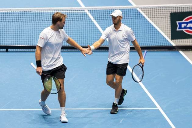 Davis Cup: Deutschland - Peru, 07.02.2026 Doppel Krawietz und Puetz (GER) vs. Buse und Huertas del Pino (PER) während des Davis Cup Davis Cup: Deutschland - Peru im CASTELLO am February 7, 2026 in Duesseldorf, Germany. Copyright: xBEAUTIFULxSPORTS KennyxBeelex