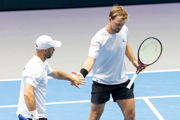 Davis Cup: Deutschland - Peru, 07.02.2026 Doppel Krawietz und Puetz (GER) vs. Buse und Huertas del Pino (PER) während des Davis Cup Davis Cup: Deutschland - Peru im CASTELLO am February 7, 2026 in Duesseldorf, Germany. Copyright: xBEAUTIFULxSPORTS KennyxBeelex