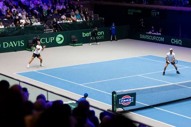 Davis Cup: Deutschland - Peru, 07.02.2026 Doppel Krawietz und Puetz (GER) vs. Buse und Huertas del Pino (PER) während des Davis Cup Davis Cup: Deutschland - Peru im CASTELLO am February 7, 2026 in Duesseldorf, Germany. Copyright: xBEAUTIFULxSPORTS KennyxBeelex