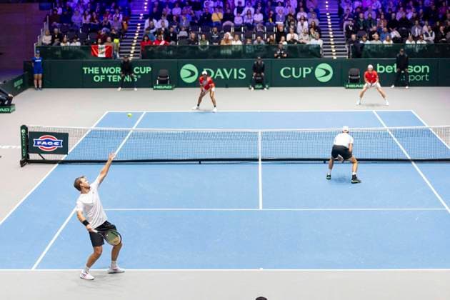Davis Cup: Deutschland - Peru, 07.02.2026 Doppel Krawietz und Puetz (GER) vs. Buse und Huertas del Pino (PER) während des Davis Cup Davis Cup: Deutschland - Peru im CASTELLO am February 7, 2026 in Duesseldorf, Germany. Copyright: xBEAUTIFULxSPORTS KennyxBeelex