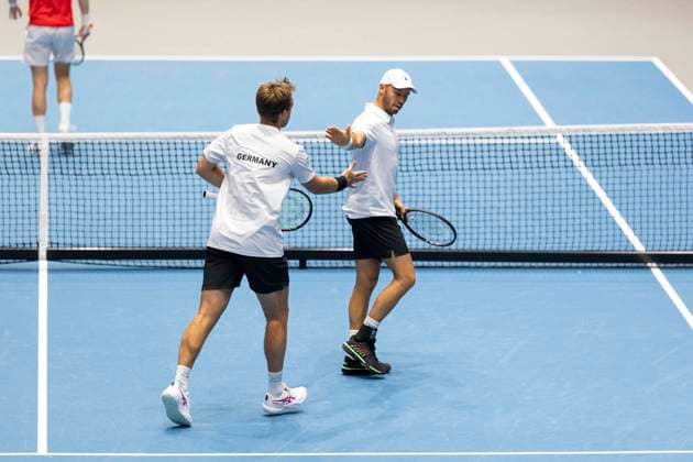 Davis Cup: Deutschland - Peru, 07.02.2026 Doppel Krawietz und Puetz (GER) vs. Buse und Huertas del Pino (PER) während des Davis Cup Davis Cup: Deutschland - Peru im CASTELLO am February 7, 2026 in Duesseldorf, Germany. Copyright: xBEAUTIFULxSPORTS KennyxBeelex