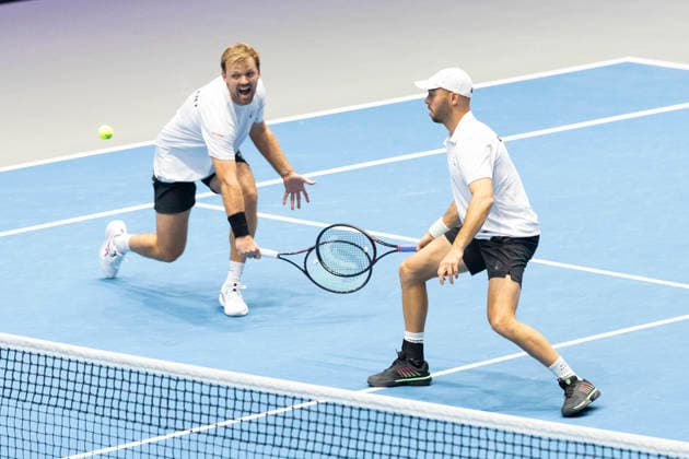 Davis Cup: Deutschland - Peru, 07.02.2026 Doppel Krawietz und Puetz (GER) vs. Buse und Huertas del Pino (PER) während des Davis Cup Davis Cup: Deutschland - Peru im CASTELLO am February 7, 2026 in Duesseldorf, Germany. Copyright: xBEAUTIFULxSPORTS KennyxBeelex