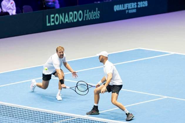 Davis Cup: Deutschland - Peru, 07.02.2026 Doppel Krawietz und Puetz (GER) vs. Buse und Huertas del Pino (PER) während des Davis Cup Davis Cup: Deutschland - Peru im CASTELLO am February 7, 2026 in Duesseldorf, Germany. Copyright: xBEAUTIFULxSPORTS KennyxBeelex