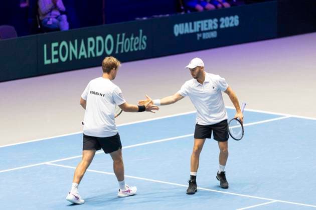 Davis Cup: Deutschland - Peru, 07.02.2026 Doppel Krawietz und Puetz (GER) vs. Buse und Huertas del Pino (PER) während des Davis Cup Davis Cup: Deutschland - Peru im CASTELLO am February 7, 2026 in Duesseldorf, Germany. Copyright: xBEAUTIFULxSPORTS KennyxBeelex