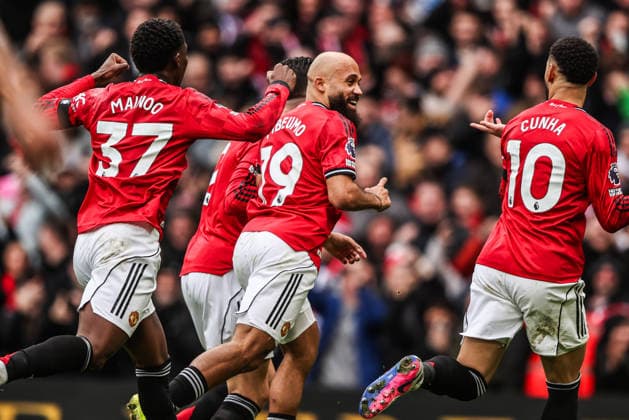 Premier League Manchester United, ManU v Tottenham Hotspur Bryan Mbeumo of Manchester United celebrates his goal to make it 1-0 during the Premier League match Manchester United vs Tottenham Hotspur at Old Trafford, Manchester, United Kingdom on 07 February 2026 (Photo by Alfie Cosgrove News Images) Manchester Old Trafford Greater Manchester United Kingdom Copyright: xAlfiexCosgrove NewsxImagesx