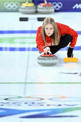 (260207) -- CORTINA D AMPEZZO, Feb. 7, 2026 -- Briar Schwaller-Huerlimann of Switzerland competes during the curling mixed doubles round robin session 7 match between Switzerland and Sweden of the 2026 Milan-Cortina Winter Olympics in Cortina D Ampezzo, Italy, Feb. 7, 2026. ) (MICO2026)ITALY-CORTINA D AMPEZZO-OLYMPIC Winter games, Winterspiele,Spiele, Summer games CURLING-MIXED DOUBLES-ROUND ROBIN LianxYi 