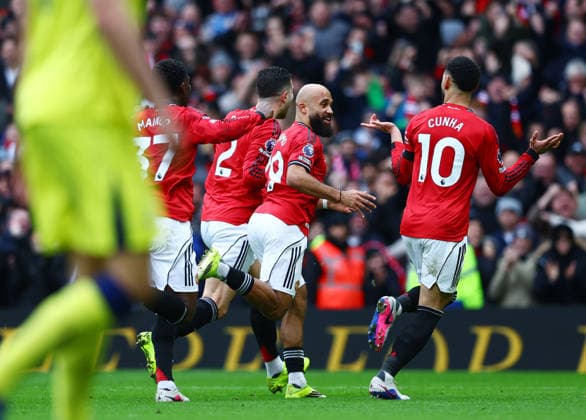 Bryan Mbeumo of Manchester United, ManU celebrates scoring the opening goal Manchester United v Tottenham Hotspur, Premier League, Football, Old Trafford, Manchester, UK - 07 Feb 2026Manchester Old Trafford United Kingdom EDITORIAL USE ONLY No use with unauthorised audio, video, data, fixture lists, club league logos or live services. Online in-match use limited to 120 images, no video emulation. No use in betting, games or single club league player publications. Copyright: xMattxWest Shutterstockx 16524093z