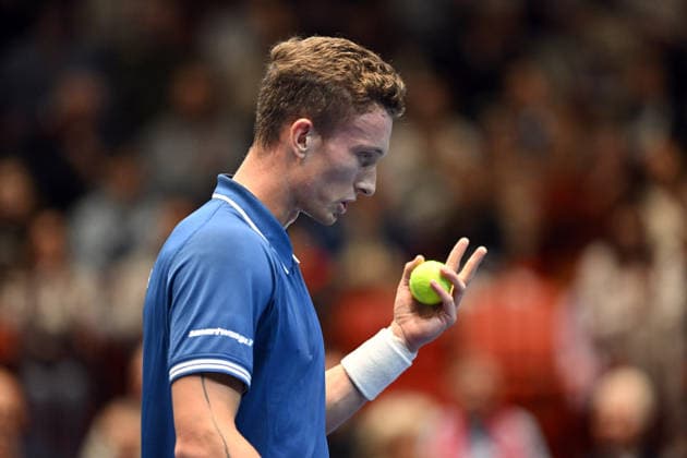 February 7, 2026, Jihlava, Czech Republic: JIRI LEHECKA of Czech Republic in action during the 2026 Davis Cup Qualifiers between the Czech Republic and Sweden in Jihlava, Czech Republic. Jihlava Czech Republic - ZUMAr156 20260207_aap_r156_010 Copyright: xSlavekxRutax
