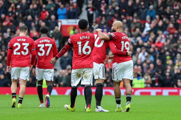 Manchester United, ManU v Tottenham Hotspur, Premier League Manchester United forward Bryan Mbeumo (19) scores a GOAL 1-0 and celebrates during the Manchester United v Tottenham Hotspur Premier League match at Old Trafford, Manchester, England on 7 February 2026 Credit: Phil Duncan Every Second Media Editorial use only. All images are copyright Every Second Media Limited. No images may be reproduced without prior permission. All rights reserved. Premier League and Football League images are subject to licensing agreements with Football DataCo Limited. see https: www.football-dataco.com Copyright: xIMAGO EveryxSecondxMediax ESM-1790-0033 PhilxDuncanx xEveryxSecondxMediax