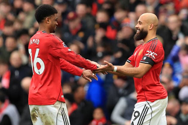7th February 2026; Old Trafford, Manchester, England; Premier League Football, Manchester United, ManU versus Tottenham Hotspur; Bryan Mbuemo of Manchester United celebrates after scoring for 1-0 after 38 minutes  DavidxBlunsden
