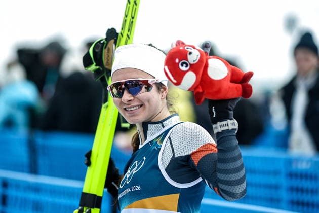 ITALY, TRENTINO-SOUTH TYROL - FEBRUARY 7, 2026: Dariya Nepryaeva of Russia emerges after a women s 10km + 10km skiathlon race during the 2026 Winter Olympic Games, Olympische Spiele, Olympia, OS at the Tesero Cross-Country Skiing Stadium. Mikhail Tereshchenko TASS  88326318