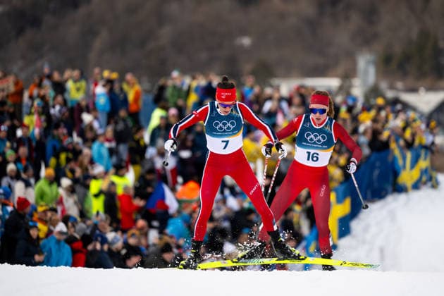 WENG Heidi (Norwegen), KAELIN Nadja (Schweiz), ITA, Olympische Spiele Milano Cortina 2026, Olympia, Langlauf, 10 km + 10 km Skiathlon Damen, 07.02.2026 ITA, Olympische Spiele Milano Cortina 2026, Olympia, Langlauf, 10 km + 10 km Skiathlon Damen, 07.02.2026 Tesero *** WENG Heidi Norway , KAELIN Nadja Switzerland , ITA, Olympic Games Milano Cortina 2026, Olympia, cross-country skiing, 10 km 10 km skiathlon women, 07 02 2026 ITA, Olympic Games Milano Cortina 2026, Olympia, cross-country skiing, 10 km 10 km skiathlon women, 07 02 2026 Tesero Copyright: xEibner-Pressefoto Memmlerx EP_MMR