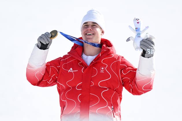 Von Allmen Franjo (SUI), FEBRUARY 7, 2026 - Alpine Skiing : Men s Downhill Medal cxeremony during the Milano Cortina 2026 Olympic Winter games, Winterspiele,Spiele, Summer games at Stelvio Ski Centre in Bormio, Italy.  aflo_318790480
