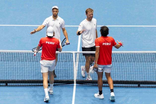 Davis Cup: Deutschland - Peru, 07.02.2026 Krawietz und Puetz (GER) während des Davis Cup Davis Cup: Deutschland - Peru im CASTELLO am February 7, 2026 in Duesseldorf, Germany. Copyright: xBEAUTIFULxSPORTS KennyxBeelex