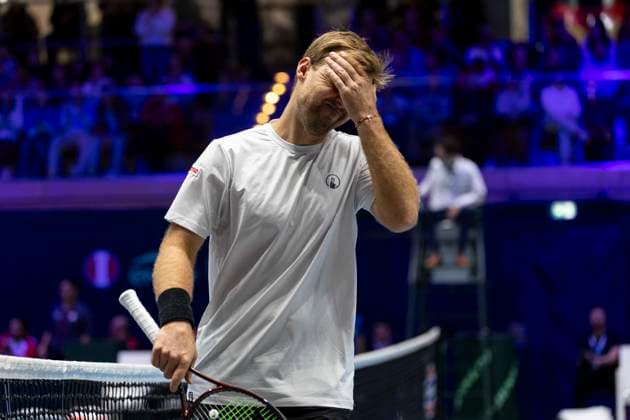 Davis Cup: Deutschland - Peru, 07.02.2026 Kevin Kravitetz (GER) während des Davis Cup Davis Cup: Deutschland - Peru im CASTELLO am February 7, 2026 in Duesseldorf, Germany. Copyright: xBEAUTIFULxSPORTS KennyxBeelex