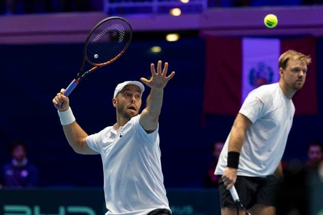 Davis Cup: Deutschland - Peru, 07.02.2026 Krawietz und Puetz (GER) während des Davis Cup Davis Cup: Deutschland - Peru im CASTELLO am February 7, 2026 in Duesseldorf, Germany. Copyright: xBEAUTIFULxSPORTS KennyxBeelex