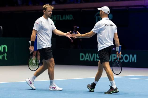 Davis Cup: Deutschland - Peru, 07.02.2026 Krawietz und Puetz (GER) während des Davis Cup Davis Cup: Deutschland - Peru im CASTELLO am February 7, 2026 in Duesseldorf, Germany. Copyright: xBEAUTIFULxSPORTS KennyxBeelex