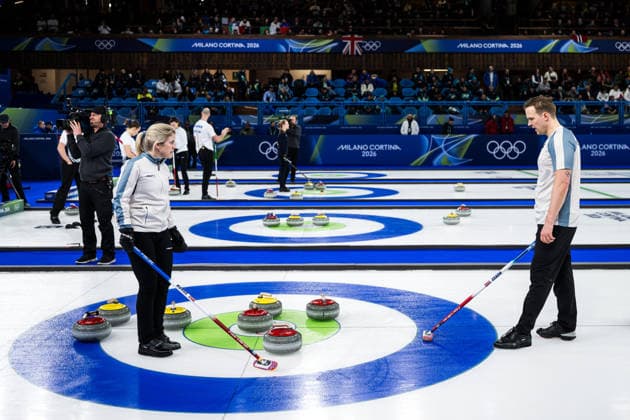 260207 Kristin Skaslien of Norway and Magnus Nedregotten of Norway competes in a round robin mixed doubles curling match against Estonia during day 1 of the 2026 Winter Olympics on February 7, 2026 in Cortina. Photo: Jon Olav Nesvold BILDBYRAN COP 217 JE0110 curling Olympic Games, Olympische Spiele, Olympia, OS olympics winter olympics os ol olympiska spel vinter-os olympiske leker milano cortina 2026 milan cortina 2026 milano cortina 2026 olympic games milano cortina 2026 winter olympic games milano cortina-os milano cortina-ol vinter-ol 1 bbeng norge *** 260207 Kristin Skaslien of Norway and Magnus Nedregotten of Norway competes in a round robin mixed doubles curling match against Estonia during day 1 of the 2026 Winter Olympics on February 7, 2026 in Cortina Photo Jon Olav Nesvold BILDBYRAN COP 217 JE0110 curling olympic games olympics winter olympics os ol olympiska spel vinter os olympiske leker milano cortina 2026 milan cortina 2026 milano cortina 2026 olympic games milano cortina 2026 winter olympic games milano cortina os milano cortina ol vinter ol 1 bbeng norge  Copyright: JONxOLAVxNESVOLD BB260207JE043