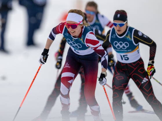 OLYMPICS - Winter Olympic Games, Olympische Spiele, Olympia, OS Milano Cortina 2026 VAL DI FIEMME,ITALY,07.FEB.26 - OLYMPICS, CROSS COUNTRY SKIING - Winter Olympic Games Milano Cortina 2026, 10km, 10km Skiathlon, women. Image shows Teresa Stadlober (AUT) and Katharina Hennig Dotzler (GER).  GEPAxpictures xOliverxLerch