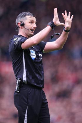 Football - Premier League - Manchester United, ManU v Tottenham Hotspur 7th February 2026 - Premier League - Manchester United v Tottenham Hotspur - Referee Michael Oliver - Photo: Simon Stacpoole Offside. Manchester UK Copyright: xSimonxStacpoolexOffside