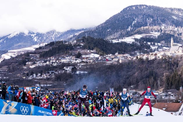 TESERO, ITALY - FEBRUARY 7: Helen Hoffmann (Germany), Dariya Nepryaeva (Individual Neutral Athletes), Marina Kaelin (Switzerland) during the Cross-Country Skiing Women s 10km + 10km Skiathlon at the Milano Cortina 2026 Olympics at Tesero Cross-Country Skiing Stadium on day 2 of the Milano Cortina 2026 Olympics on February 7, 2026 in Tesero, Italy. Editorial use only. Trentino-Suedtirol Italy Copyright: xSteffiexWunderlx