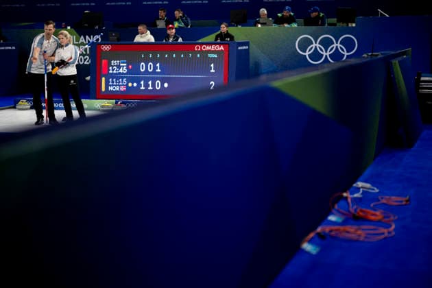 260207 Kristin Skaslien and Magnus Nedregotten of Norway compete in a round robin mixed doubles curling match between Norway and Estonia during day 1 of the 2026 Winter Olympics on February 7, 2026 in Cortina. Photo: Jon Olav Nesvold BILDBYRAN COP 217 JE0110 curling Olympic Games, Olympische Spiele, Olympia, OS olympics winter olympics os ol olympiska spel vinter-os olympiske leker milano cortina 2026 milan cortina 2026 milano cortina 2026 olympic games milano cortina 2026 winter olympic games milano cortina-os milano cortina-ol vinter-ol 1 bbeng *** 260207 Kristin Skaslien and Magnus Nedregotten of Norway compete in a round robin mixed doubles curling match between Norway and Estonia during day 1 of the 2026 Winter Olympics on February 7, 2026 in Cortina Photo Jon Olav Nesvold BILDBYRAN COP 217 JE0110 curling olympic games olympics winter olympics os ol olympiska spel vinter os olympiske leker milano cortina 2026 milan cortina 2026 milano cortina 2026 olympic games milano cortina 2026 winter olympic games milano cortina os milano cortina ol vinter ol 1 bbeng  Copyright: JONxOLAVxNESVOLD BB260207JE060
