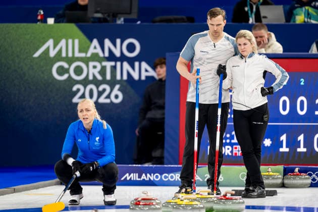 260207 Marie Kaldvee of Estonia and Kristin Skaslien and Magnus Nedregotten of Norway compete in a round robin mixed doubles curling match between Norway and Estonia during day 1 of the 2026 Winter Olympics on February 7, 2026 in Cortina. Photo: Jon Olav Nesvold BILDBYRAN COP 217 JE0110 curling Olympic Games, Olympische Spiele, Olympia, OS olympics winter olympics os ol olympiska spel vinter-os olympiske leker milano cortina 2026 milan cortina 2026 milano cortina 2026 olympic games milano cortina 2026 winter olympic games milano cortina-os milano cortina-ol vinter-ol 1 bbeng *** 260207 Marie Kaldvee of Estonia and Kristin Skaslien and Magnus Nedregotten of Norway compete in a round robin mixed doubles curling match between Norway and Estonia during day 1 of the 2026 Winter Olympics on February 7, 2026 in Cortina Photo Jon Olav Nesvold BILDBYRAN COP 217 JE0110 curling olympic games olympics winter olympics os ol olympiska spel vinter os olympiske leker milano cortina 2026 milan cortina 2026 milano cortina 2026 olympic games milano cortina 2026 winter olympic games milano cortina os milano cortina ol vinter ol 1 bbeng  Copyright: JONxOLAVxNESVOLD BB260207JE061