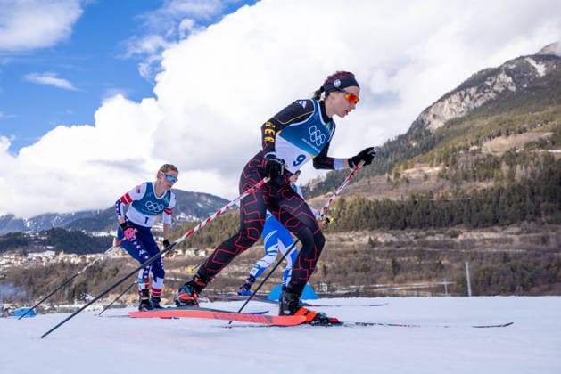 Olympische Winterspiele Milano Cortina 2026 Skilanglauf 10km + 10km Skiathlon Frauen am 07.02.2026 im Tesero Cross-Country Skiing Stadium in Cortina d™Ampezzo Pia Fink ( Deutschland ), vorne *** Olympic Winter Games Milano Cortina 2026 Cross Country Skiing 10km 10km Skiathlon Women on 07 02 2026 at Tesero Cross Country Skiing Stadium in Cortina d™Ampezzo Pia Fink Germany , front xMSx