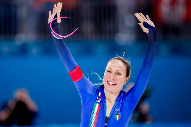 Francesca Lollobrigida of Italy celebrates after Around the Games, Milano Cortina 2026 Winter Olympics: Day 1, Speed skating, Eisschnelllauf - Milano Cortina 2026 Winter Olympics: Day 1, Milano Speed Skating Stadium, February 7, 2026, Milan, Italy.