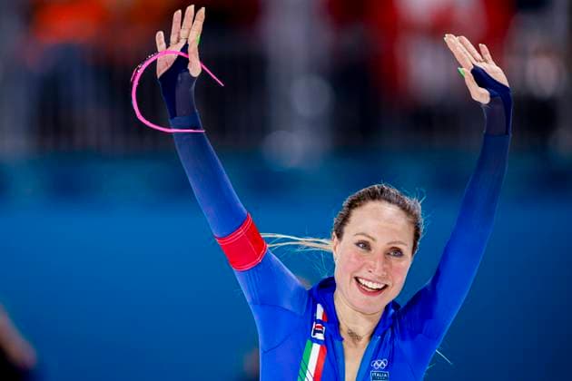 Francesca Lollobrigida of Italy celebrates after Around the Games, Milano Cortina 2026 Winter Olympics: Day 1, Speed skating, Eisschnelllauf - Milano Cortina 2026 Winter Olympics: Day 1, Milano Speed Skating Stadium, February 7, 2026, Milan, Italy.