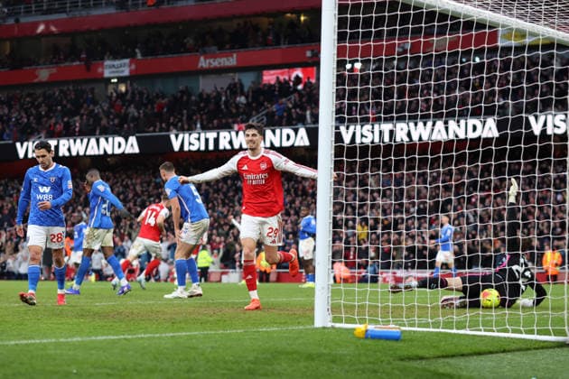 Arsenal v Sunderland 07 February 2026, London - Premier League Football - Arsenal v Sunderland - Kai Havertz of Arsenal celebrates after assisting the second goal which was scored by Viktor Gyokeres - Photo: Charlotte Wilson Offside. London UK Copyright: xCharlottexWilsonx xOffsidexOffside