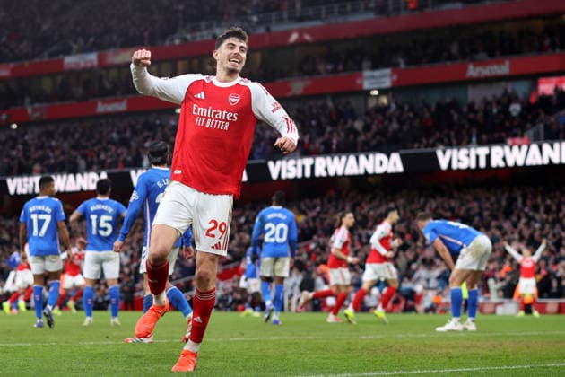 Arsenal v Sunderland 07 February 2026, London - Premier League Football - Arsenal v Sunderland - Kai Havertz of Arsenal celebrates after assisting the second goal which was scored by Viktor Gyokeres - Photo: Charlotte Wilson Offside. London UK Copyright: xCharlottexWilsonx xOffsidexOffside