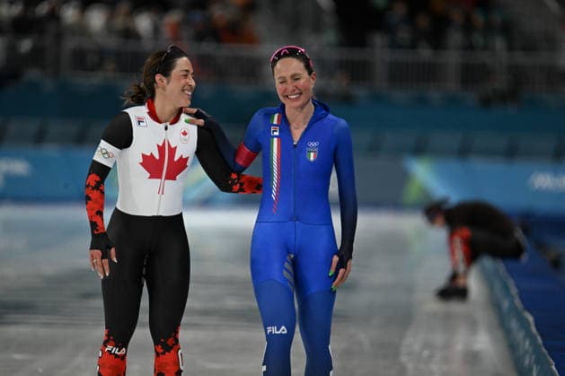 February 7, 2026, Milano, Lombardia, Italy: Valerie Maltais from Canada,Francesca Lollobrigida from Italy during the Winter Olympic Games, Olympische Spiele, Olympia, OS Milano Cortina 2026, at the Milano Speed skating, Eisschnelllauf Arena, on February 7, 2026 in Milano, Italy Milano Italy - ZUMAm345 20260207_oly_m345_048 Copyright: xFedericoxManonix