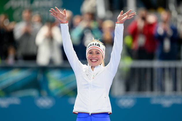 260207 Francesca Lollobrigida of Italy celebrates on the podium after women s 3000m Speed skating, Eisschnelllauf during day 1 of the 2026 Winter Olympics on February 7, 2026 in Milan. Photo: Carl Sandin BILDBYRAN kod CS CS0856 skridskor speed skating Olympic Games, Olympische Spiele, Olympia, OS olympics winter olympics os ol olympiska spel vinter-os olympiske leker milano cortina 2026 milan cortina 2026 milano cortina 2026 olympic games milano cortina 2026 winter olympic games milano cortina-os milano cortina-ol vinter-ol 1 bbeng italien jubel *** 260207 Francesca Lollobrigida of Italy celebrates on the podium after women s 3000m speed skating during day 1 of the 2026 Winter Olympics on February 7, 2026 in Milan Photo Carl Sandin BILDBYRAN code CS CS0856 skates speed skating olympic games olympics winter olympics os ol olympic games winter os olympic games milano cortina 2026 milan cortina 2026 milano cortina 2026 olympic games milano cortina 2026 winter olympic games milano cortina os milano cortina ol winter ol 1 bbeng italy cheers  Copyright: CARLxSANDIN BB260207CS096
