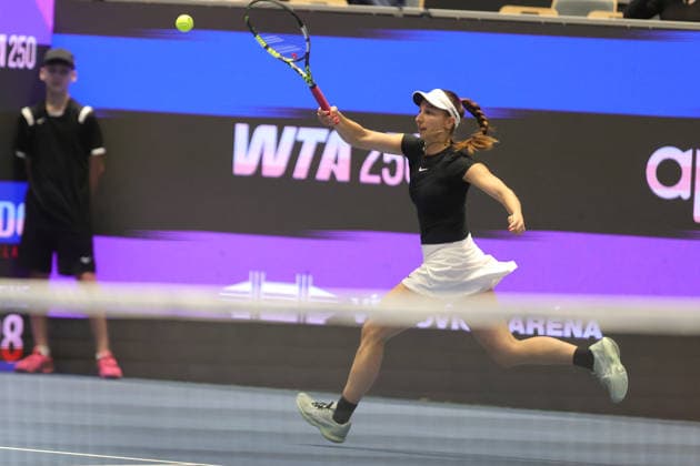 Tamara Korpatsch (GER) in action during the match against Katie Boulter (UK) within the WTA, Tennis Damen women s tennis tournament Ostrava Open in Ostrava, Czech Republic, February 7, 2026. (CTKxPhoto PetrxSznapka) CTKPhotoP2026020705713  CTKPhotoP2026020705713
