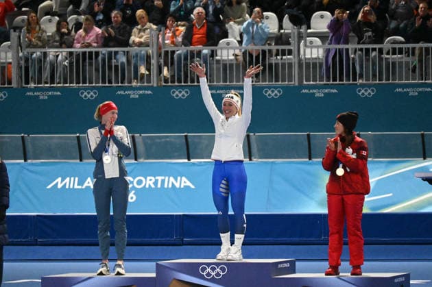 Francersca Lollobrigida (italia) gold Medal during Speed skating, Eisschnelllauf Olympic Winter games, Winterspiele,Spiele, Summer games Milano-Cortina 2026 in Milano, Italy, February 07 2026  Copyright: xPasqualexGolia IPAxSportx xipa-agency.netx xx IPA_71080198 IPA_Agency_IPA71080198