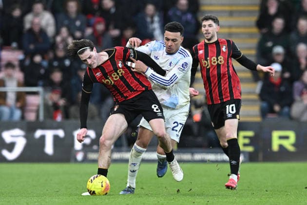 Bournemouth v Aston Villa, Premier League Alex Scott (8) of AFC Bournemouth battles for possession with Morgan Rogers (27) of Aston Villa during the Premier League match between Bournemouth and Aston Villa at the Vitality Stadium, Bournemouth, UK on 7 February 2026. Bournemouth Vitality Stadium Dorset UK Editorial use only DataCo restrictions apply See www.football-dataco.com , Copyright: xGrahamxHuntx PSI-23705-0128