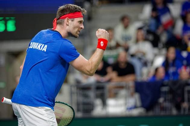 Tennis Coupe Davis - France - Slovaquie au Portel PHOTOPQR VOIX DU NORD JOHAN BEN AZZOUZ ; 07 02 2026 ; Le Portel, le 7 fevrier 2026. Tennis Coupe Davis (premier tour) - France - Slovaquie au chaudron au Portel. Norbert Gombos (SVK). PHOTO JOHAN BEN AZZOUZ LA VOIX DU NORD - Le Portel, France, feb 7th 2026. Davis Cup : Francs vs Slovakia - Nord France  Copyright: xPHOTOPQR VOIXxDUxNORD MAXPPPxJOHANxBENxAZZOUZx 20260207VDN5453 20260207VDN5453