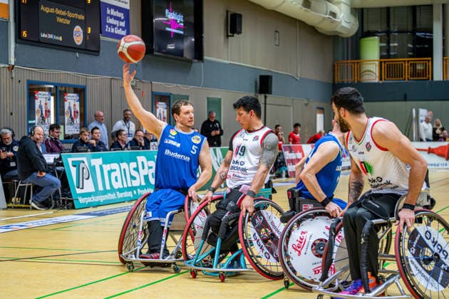 IWBF ChampionsCup; RSV Lahn-Dill - BBK Bidaideak Bilbao, 07.02.26 Michael Paye (RSV Lahn-Dill, 5), Jhon Hernandez (BKK Bidaideak Bilbao, 19), Quinten Zantinge (RSV Lahn-Dill, 11), Vincent Dallaire (RSV Lahn-Dill, 7) IWBF ChampionsCup; RSV Lahn-Dill - BBK Bidaideak Bilbao: Wetzlar, 07.02.26 Copyright: xBEAUTIFULxSPORTS Roeczeyx