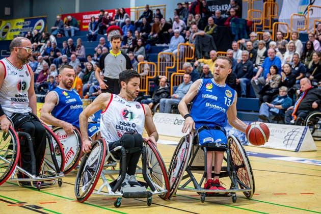 IWBF ChampionsCup; RSV Lahn-Dill - BBK Bidaideak Bilbao, 07.02.26 Thomas Böhme (RSV Lahn-Dill, 13), Pablo Lavandeira (BKK Bidaideak Bilbao, 21), Jannik Blair (RSV Lahn-Dill, 6), Asier Garcia (BKK Bidaideak Bilbao, 13) IWBF ChampionsCup; RSV Lahn-Dill - BBK Bidaideak Bilbao: Wetzlar, 07.02.26 Copyright: xBEAUTIFULxSPORTS Roeczeyx