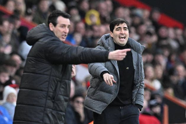 Bournemouth v Aston Villa, Premier League AFC Bournemouth manager Andoni Iraola and Aston Villa manager Unai Emery during the Premier League match between Bournemouth and Aston Villa at the Vitality Stadium, Bournemouth, UK on 7 February 2026. Bournemouth Vitality Stadium Dorset UK Editorial use only DataCo restrictions apply See www.football-dataco.com , Copyright: xGrahamxHuntx PSI-23705-0169