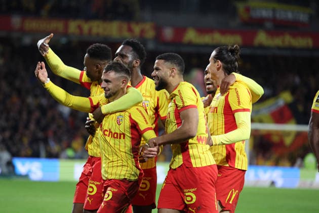 FOOTBALL : RC Lens vs Stade Rennais - Ligue 1 J21 - 07 02 2026 Joie des joueurs de Lens apres le but de Ruben AGUILAR (RC Lens) lors du match RC Lens vs Stade Rennais, Ligue 1 J21, stade Bollaert-Delelis, le 7 fÃ vrier 2026 - photo Laurent Sanson PsnewZ  Copyright: xLaurentxSANSONx xPsnewZx