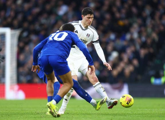 Fulham v Everton, English Premier League, Craven Cottage, London, UK - 07 02 2026 Jorge Cuenca of Fulham in action during the Premier League home game against Everton at Craven Cottage London Craven Cottage London GBR, UK NEWSPAPERS OUT Copyright: xMarkxGreenwoodx