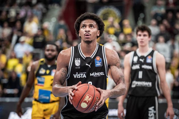 Demarcus Marquette Demonia (BMA365 Bamberg Baskets, 08) - Freiwurf GER, MHP Riesen vs. BMA365 Bamberg Baskets, Basketball Bundesliga, easycredit BBL, 19. Spieltag, Spielzeit 2025 2026, 07.02.2026 GER, MHP Riesen vs. BMA365 Bamberg Baskets, Basketball Bundesliga, easycredit BBL, 19. Spieltag, Spielzeit 2025 2026, 07.02.2026 Ludwigsburg Copyright: xSandyxDinkelackerx EP_SDR