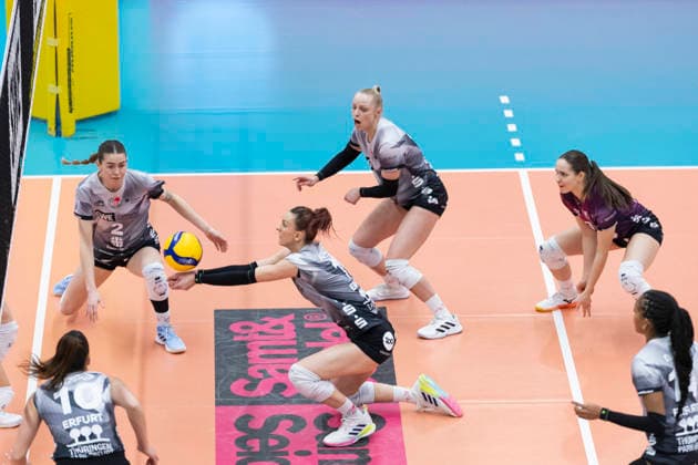 1. Volleyball Bundesliga Frauen: Schwarz-Weiss Erfurt vs. SSC Palmberg Schwerin; Erfurt; 07.02.2026 Isabel Kova?i? ( 11; Schwarz-Weiss Erfurt) 1. Volleyball Bundesliga Frauen: Schwarz-Weiss Erfurt vs. SSC Palmberg Schwerin; Riethsporthalle Erfurt; 07.02.2026 Copyright: xBEAUTIFULxSPORTS Duehringx