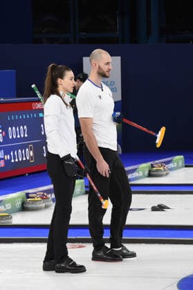 CORTINA, OLYMPICS, MIXED DOUBLES CURLING ITALY-SWEDEN, IN THE PHOTO Amos Mosaner Stefania Constantini  Copyright: xFRANCESCAxVIECELIx xipa-agency.netx xFrancescaxViecelix IPA_71082406 IPA_Agency_IPA71082406