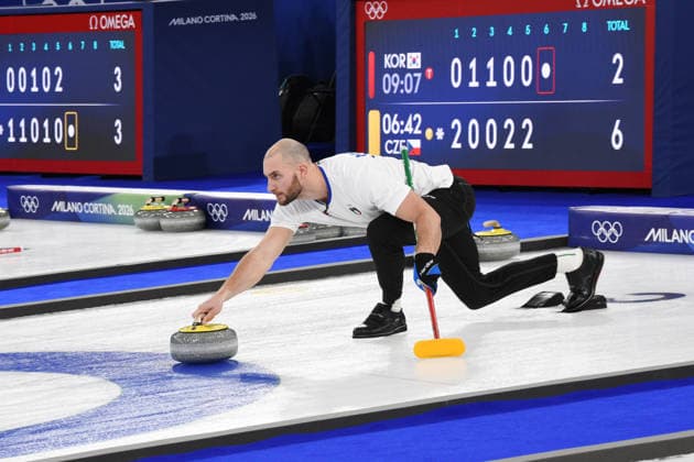 CORTINA, OLYMPICS, MIXED DOUBLES CURLING ITALY-SWEDEN, IN THE PHOTO Amos Mosaner Stefania Constantini  Copyright: xFRANCESCAxVIECELIx xipa-agency.netx xFrancescaxViecelix IPA_71082419 IPA_Agency_IPA71082419