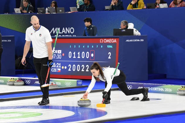 CORTINA, OLYMPICS, MIXED DOUBLES CURLING ITALY-SWEDEN, IN THE PHOTO Amos Mosaner Stefania Constantini  Copyright: xFRANCESCAxVIECELIx xipa-agency.netx xFrancescaxViecelix IPA_71082434 IPA_Agency_IPA71082434