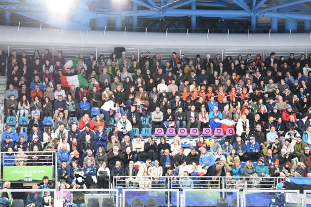 CORTINA, OLYMPICS, MIXED DOUBLES CURLING ITALY-SWEDEN, IN THE PHOTO the spectators, the public  Copyright: xFRANCESCAxVIECELIx xipa-agency.netx xFrancescaxViecelix IPA_71082451 IPA_Agency_IPA71082451